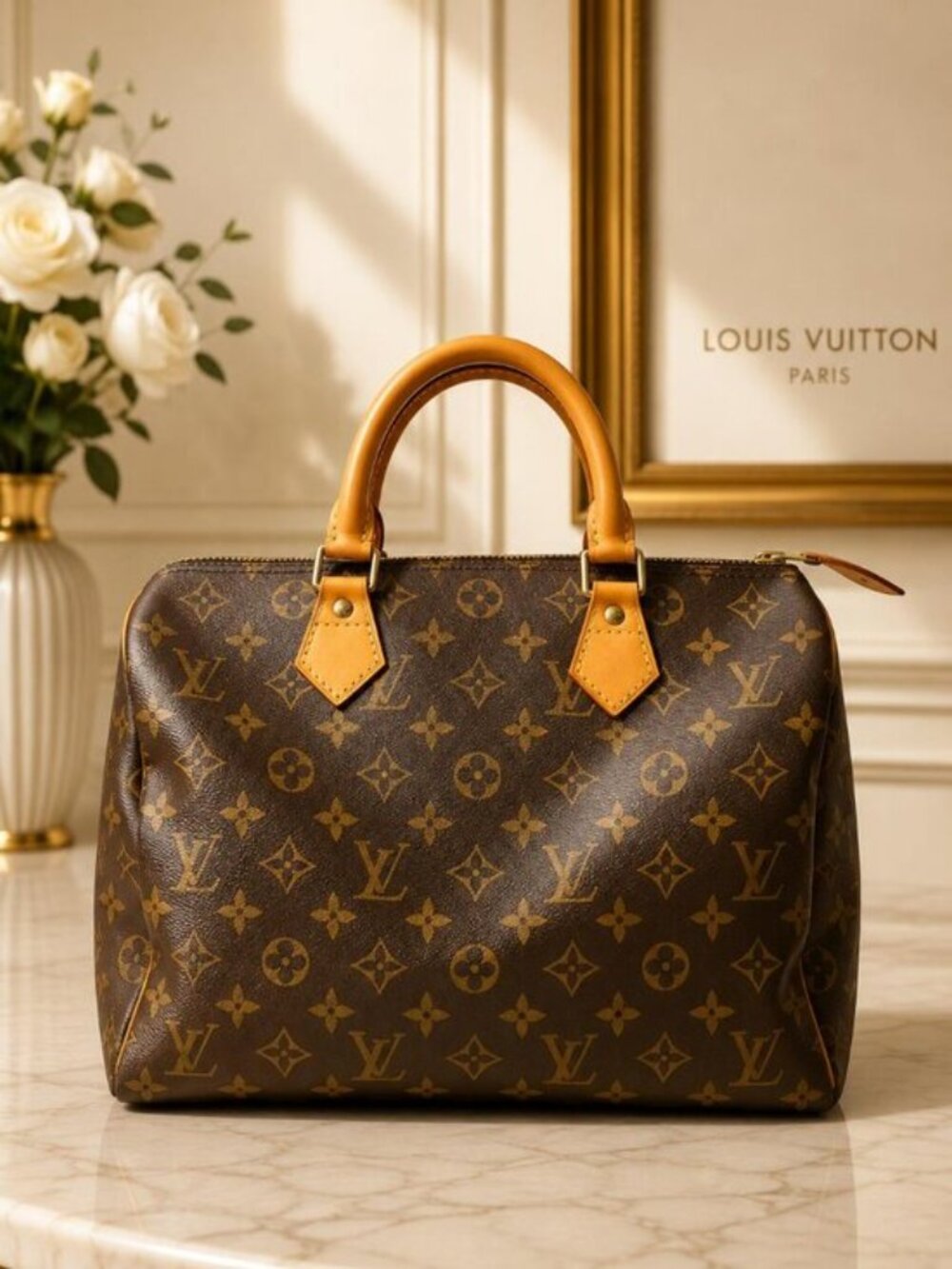 Authentic Louis Vuitton Speedy 30 Monogram Satchel Handbag